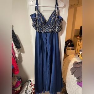 2 piece prom dress, blue